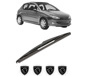 Stergator lamela spate PEUGEOT 206 Hatchback (2A/C) din 1998 - 2012, pentru luneta auto, Valeo Silencio, din cauciuc siliconat rezistent, 4 Stickere Auto PEUGEOT v21994