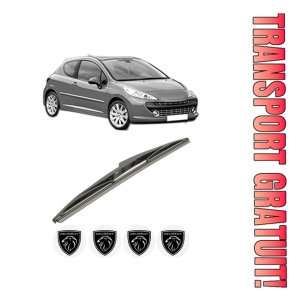 Stergator lamela spate PEUGEOT 207 (WA_, WC_) din 2006 - 2015, pentru luneta auto, Bosch Twin, din cauciuc siliconat rezistent, 4 Stickere Auto PEUGEOT