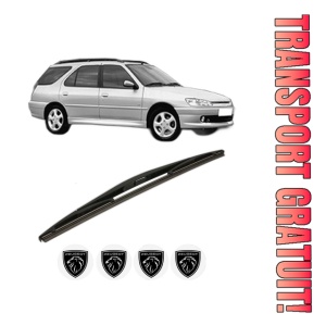 Stergator lamela spate PEUGEOT 306 Break (7E, N3, N5) din 1997 - 2002, pentru luneta auto, Bosch Twin, din cauciuc siliconat rezistent, 4 Stickere Auto PEUGEOT