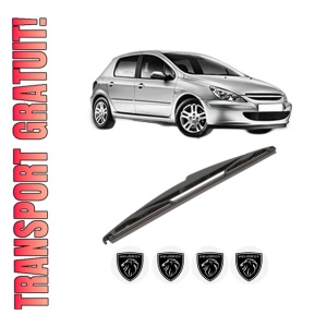 Stergator lamela spate PEUGEOT 307 (3A/C) din 2000 - 2012, pentru luneta auto, Valeo Silencio, din cauciuc siliconat rezistent, 4 Stickere Auto PEUGEOT