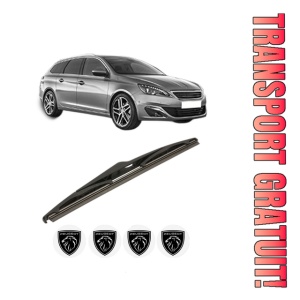 Stergator lamela spate PEUGEOT 308 SW II (LC_, LJ_, LR_, LX_, L4_) din 2014 - 2021, pentru luneta auto, Bosch Twin, din cauciuc siliconat rezistent, 4 Stickere Auto PEUGEOT