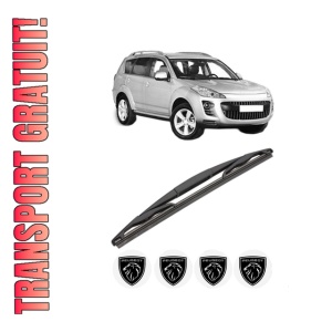 Stergator lamela spate PEUGEOT 4007 (VU_, VV_) din 2007 - 2013, pentru luneta auto, Valeo Silencio, din cauciuc siliconat rezistent, 4 Stickere Auto PEUGEOT