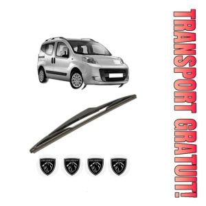 Stergator lamela spate PEUGEOT BIPPER TEPEE din 2008, pentru luneta auto, Bosch Twin, din cauciuc siliconat rezistent, 4 Stickere Auto PEUGEOT