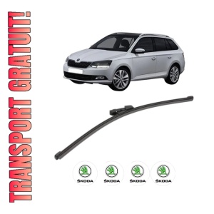 Stergator lamela spate SKODA FABIA III Estate (NJ5) din 2014 - 2022, pentru luneta auto, Valeo Silencio Xtrm, din cauciuc siliconat rezistent, 4 Stickere Auto SKODA