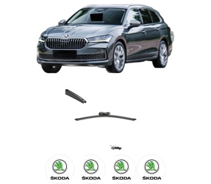 Stergator lamela spate SKODA SUPERB IV Estate (NZ5) din 2023, pentru luneta auto, Valeo Silencio, din cauciuc siliconat rezistent, 4 Stickere Auto SKODA v15940