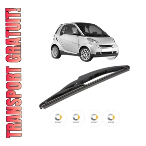 Stergator lamela spate SMART FORTWO Coupe (451) din 2007 - 2012, pentru luneta auto, Valeo Silencio, din cauciuc siliconat rezistent, 4 Stickere Auto SMART