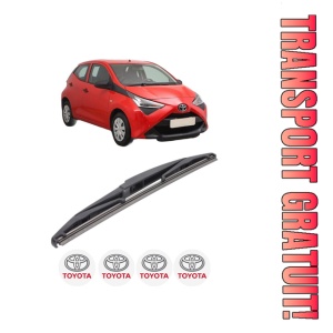 Stergator lamela spate TOYOTA AYGO (_B4_) din 2014, pentru luneta auto, Bosch Twin, din cauciuc siliconat rezistent, 4 Stickere Auto TOYOTA
