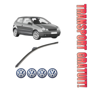 Stergator lamela spate Volkswagen POLO IV (9N_, 9A_) din 2001 - 2009, pentru luneta auto, Bosch Aerotwin, din cauciuc siliconat rezistent, 4 Stickere Auto VW