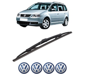 Stergator lamela spate Volkswagen TOURAN (1T1, 1T2) din 2003 - 2010, pentru luneta auto, Bosch Twin, din cauciuc siliconat rezistent, 4 Stickere Auto VW v30390