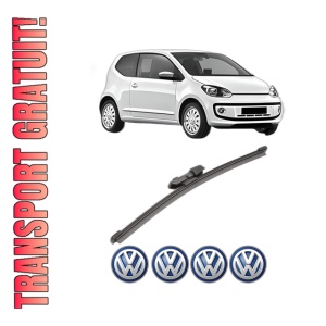 Stergator lamela spate Volkswagen UP! (121, 122, BL1, BL2, BL3, 123) din 2011 - 2023, pentru luneta auto, Valeo Silencio Xtrm, din cauciuc siliconat rezistent, 4 Stickere Auto VW