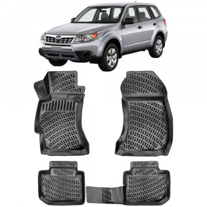 Subaru Forester III 2009-2014 Set 4 covorase auto din cauciuc tip tavita premium line 3D accesorii pentru autoturismul tau - masina v243006