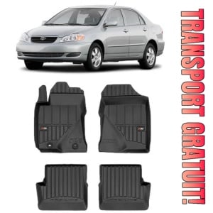 Toyota Corolla IX Din 2002 - 2008, Sedan, E120 E130 , Set Covorase Auto Tip Tavita Premium 3D, din cauciuc