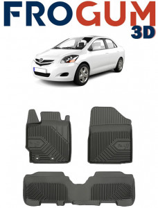 Toyota Yaris II Din 10.2005 - 2011, Hatchback , Set Covorase Auto Tip Tavita Premium 3D, din cauciuc accesorii pentru autoturismul tau - masina v167178
