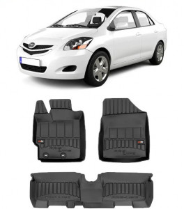 Toyota Yaris II, Hatchback, Din 10.2005 - 2011 , Set Covorase Auto Tip Tavita Premium 3D, din cauciuc accesorii pentru autoturismul tau - masina v170995