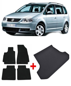 Volkswagen Touran I din 03.2003 - 08.2015 Van 5 Locuri *2, Set Covorase + tavita portbagaj auto - Img 2