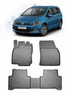 Volkswagen Touran II, Van, Din 09.2015 - Prezent , Set Covorase Auto Tip Tavita Premium 3D, din cauciuc accesorii pentru autoturismul tau - masina v174914
