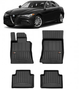 Alfa Romeo Giulia Din 06.2016 - Prezent, Sedan, Nu Corespunde Pentru 4X4 , Set Covorase Auto Tip Tavita Premium 3D, din cauciuc accesorii pentru autoturismul tau - masina v162237