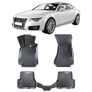 Audi A7 I (Type 4G8) 2010-2017 Set 4 covorase auto din cauciuc tip tavita premium line 3D accesorii pentru autoturismul tau - masina v241848