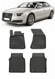 Audi A8 D4 Din 01.2010 - 09.2013, Sedan, Ampatament Lung , Set Covorase Auto Tip Tavita Premium 3D, din cauciuc accesorii pentru autoturismul tau - masina v161709
