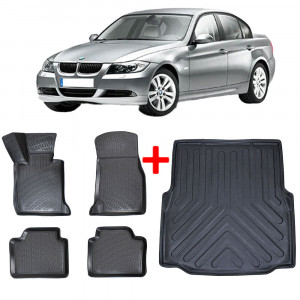 Bmw 3 Class Iv E46 1997-2006 Set Covorase Auto Cauciuc Premium Line + Tavita portbagaj Urban Line