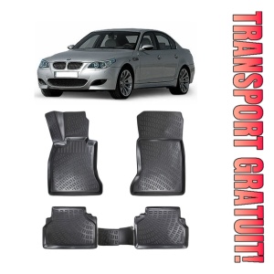 Bmw 5 E60 / E61 2003-2010 Set 4 covorase auto din cauciuc tip tavita premium line 3D