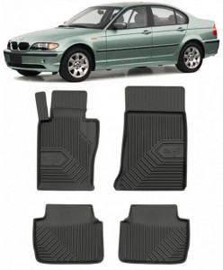 Bmw Seria 3 E46 Din 1998 - 02.2005, Sedan , Set Covorase Auto Tip Tavita Premium 3D, din cauciuc accesorii pentru autoturismul tau - masina v168157