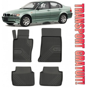 Bmw Seria 3 E46 Din 1998 - 02.2005, Sedan , Set Covorase Auto Tip Tavita Premium 3D, din cauciuc