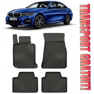Bmw Seria 3 G20 Din 03.2019 - Prezent, Sedan , Set Covorase Auto Tip Tavita Premium 3D, din cauciuc