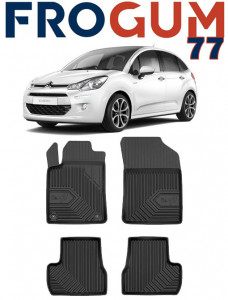 Citroen C3 II Din 2009 - 12.2016, Van , Set Covorase Auto Tip Tavita Premium 3D, din cauciuc accesorii pentru autoturismul tau - masina v169309