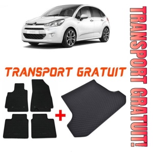 Citroen C3 II Hatchback din 2009 - 12.2016 *3, Set Covorase + tavita portbagaj auto