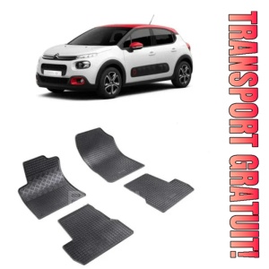 Citroen C3 II, Hatchback, fabricat din 2009 - 12.2016, set covorase auto dedicate, din cauciuc 100% Premium