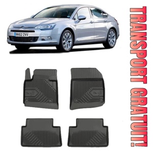 Citroen C5 II Din 2008 - 05.2017, Sedan , Set Covorase Auto Tip Tavita Premium 3D, din cauciuc Lichidare Stoc- TRANSPORT GRATUIT