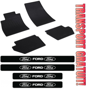 Covorase Ford Fiesta VII, Hatchback, din 07.2017 - prezent si set 4 stickere protectie praguri Ford