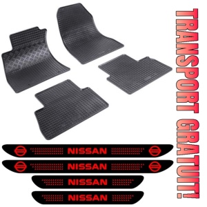 Covorase Nissan Juke I Facelift, SUV, din 06.2014 - 08.2019 si set 4 stickere protectie praguri Nissan