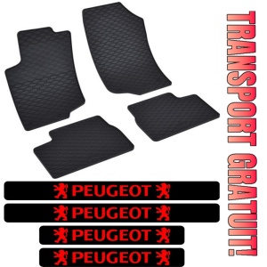 Covorase Peugeot 207, Hatchback, din 2006 - 2012 si set 4 stickere protectie praguri Peugeot - Img 1