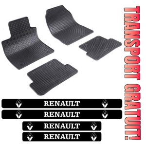 Covorase Renault Clio III, Hatchback, din 09.2005 - 09.2012 si set 4 stickere protectie praguri Renault