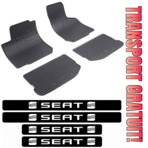 Covorase Seat Toledo II, Sedan, din 1999 - 2004 si set 4 stickere protectie praguri Seat