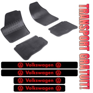 Covorase Volkswagen Fox, Hatchback, din 2004 - 12.2011 si set 4 stickere protectie praguri Volkswagen