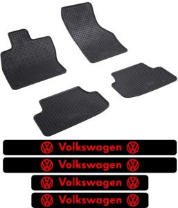 Covorase Volkswagen Golf 7, Hatchback, din 10.2012 - 12.2019 si set 4 stickere protectie praguri Volkswagen accesorii pentru autoturismul tau - masina v4039