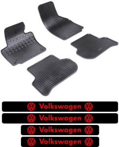 Covorase Volkswagen Golf VI Plus din 2009 - prezent si set 4 stickere protectie praguri Volkswagen accesorii pentru autoturismul tau - masina v3771