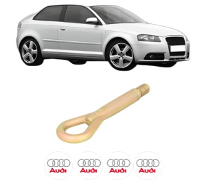 Cui carlig remorcare, tractare auto AUDI A3 (8P1) din 2003-2012, Otel, Cri-Flo, 4 Stickere cu AUDI - Img 2