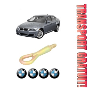 Cui carlig remorcare, tractare auto BMW Seria 3 (E90) din 2004-2011, Otel, Cri-Flo, 4 Stickere cu BMW