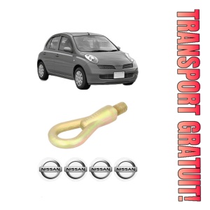 Cui carlig remorcare, tractare auto NISSAN MICRA III (K12) din 2003-2010, Otel, Cri-Flo, 4 Stickere cu NISSAN