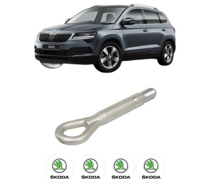 Cui carlig remorcare, tractare auto SKODA KAROQ (NU7, ND7) din 2017-2020, Otel, Cri-Flo, 4 Stickere cu SKODA - Img 2