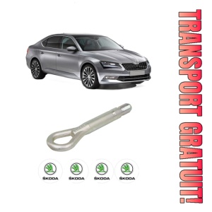 Cui carlig remorcare, tractare auto SKODA SUPERB III (3V3) din 2015-2024, Otel, Cri-Flo, 4 Stickere cu SKODA