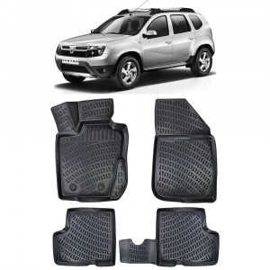 Dacia Duster 4X2 2010-2017 Set 4 covorase auto din cauciuc tip tavita premium line 3D accesorii pentru autoturismul tau - masina v242683
