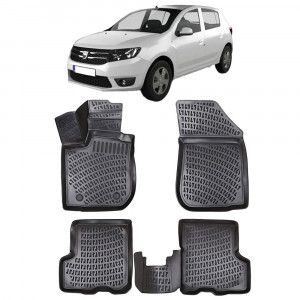 Dacia Sandero II 2012-2020 Set 4 covorase auto din cauciuc tip tavita premium line 3D accesorii pentru autoturismul tau - masina v241913