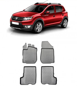 Dacia Sandero II Stepway, Hatchback, Din 12.2012 - 12.2020 , Set Covorase Auto Tip Tavita Premium 3D, din cauciuc accesorii pentru autoturismul tau - masina v172744