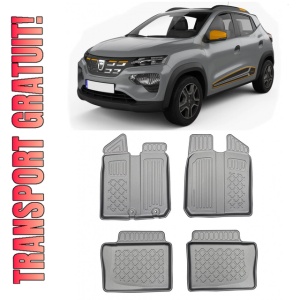 Dacia Spring Electric Din 03.2021 - Prezent, Suv, Set Covorase Auto Tip Tavita Premium 3D, din cauciuc