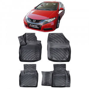 Honda Civic hatckbackix 2011-2016 Set 4 covorase auto din cauciuc tip tavita premium line 3D accesorii pentru autoturismul tau - masina v242338